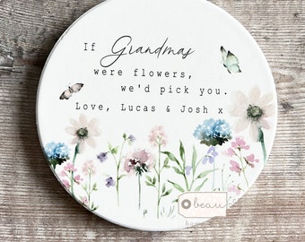 Personalised Mum Mom Grandma Mother Gift Sentiment If … were flowers I’d pick you Lilac Wildflower Floral ceramic coaster Mother’s Day gift