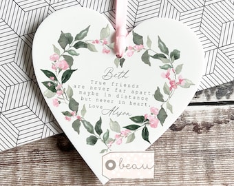 Personalised Friendship Gift Friend gift True friends are never apart Wildflower Greenery Heart Ornament Best friend Keepsake