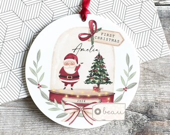 Personalised First Christmas gift Santa Tree Baby First Christmas Acrylic or ceramic Ornament Keepsake Tree Decoration Child boy girl gift