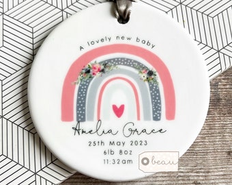 Personalised New baby gift Lovely new baby quote Newborn Baby girl boy gift Rainbow ceramic or acrylic Ornament Keepsake