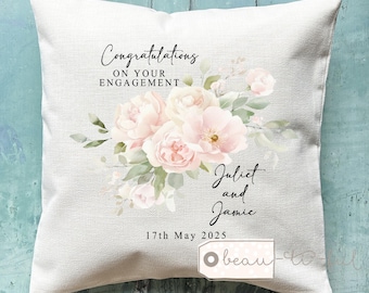 Personalised Engaged gift Engagement gift Home Ivy Greenery Design Home Quote Linen Style Cushion Gift for couple