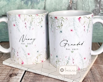 Personalised Grandparents gift Granny Nanny Nanna Grandad Auntie Uncle Gift Mug Greenery Wreath Ceramic Mug - Tea mug - coffee Mug  Gift mug