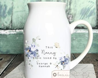 Personalised This Mum Nanna Nanny Grandma is loved by… Home Wildflower Butterfly Floral Ceramic Small Vase Jug Mug Birthday gift
