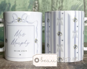 Personalised Wedding Mugs gift set Mr & Mrs Bride Groom Just Married Gift Mug Gift set Ceramic His Hers Mugs Anniversary Bridal party couple