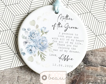 Personalised Mother of Groom Bride Gift Thank you from Bride Groom New Mr Mrs Floral Ornament Wedding Keepsake