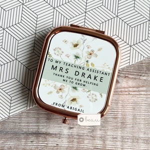 Personalised Teacher gift To my teacher teaching assistant Nursery teacher Mentor Tutor Rose Gold Compact Pocket Mirror