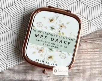 Personalised Teacher gift To my teacher teaching assistant Nursery teacher Mentor Tutor Rose Gold Compact Pocket Mirror