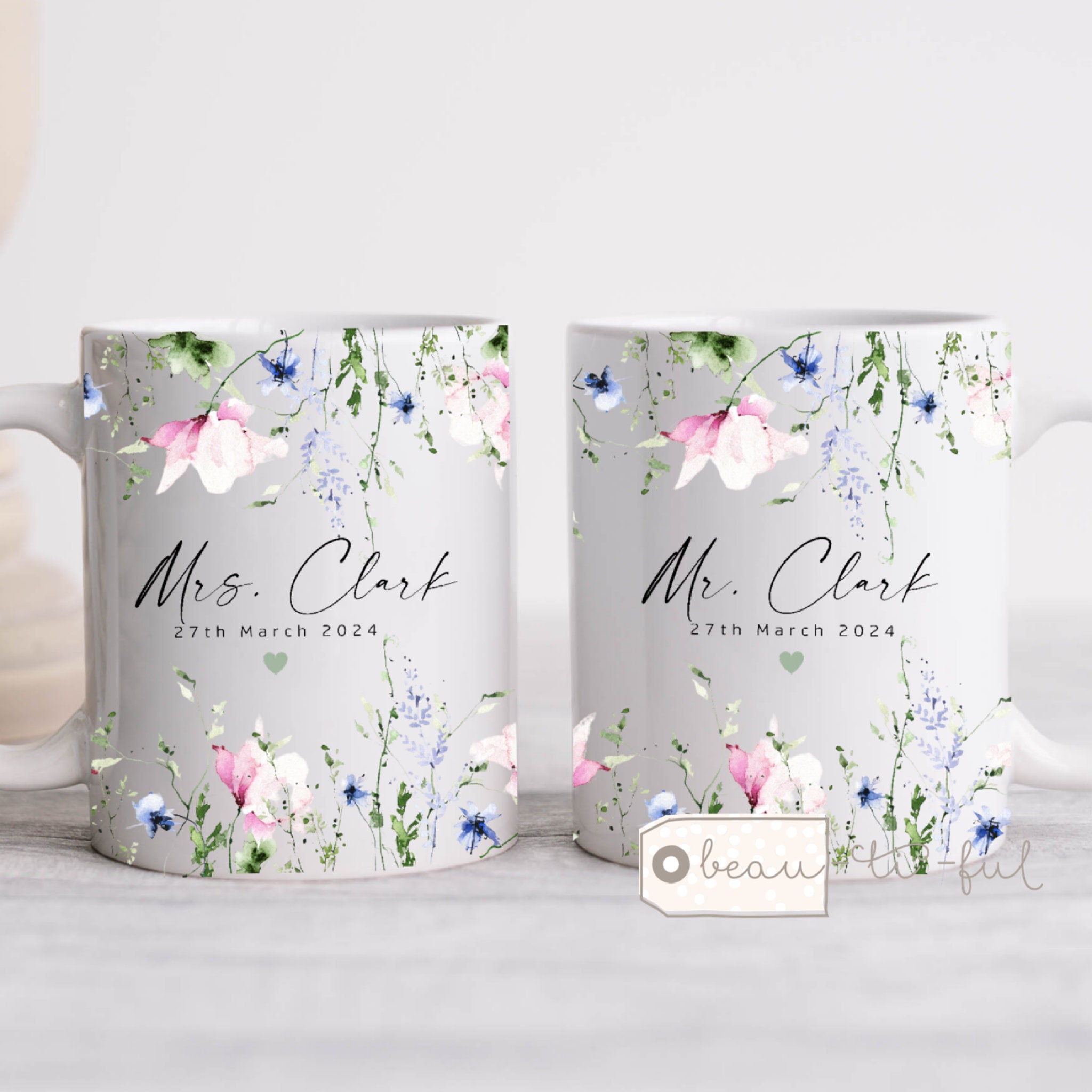 Personalized Wedding Mugs, Couples Ceramic Mugs