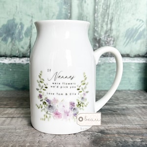 Personalised If … were flowers I’d we’d pick you Mum Nanna Grandma Home Wildflower Lavender Floral Ceramic Small Vase Jug Mug Birthday gift