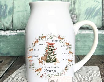 Personalised Christmas Gift Mum Nanna Nanny Granny Mummy Grandma gift … woodland Floral Ceramic Small Vase Jug Mug Christmas gift