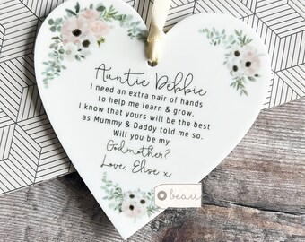 Personalised Will you be my Godmother gift Godfather Godparents Proposal Godchild Christening Baptism Pink Greenery Acrylic Keepsake