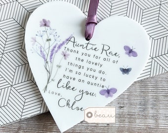 Personalised Thank you gift.. Mum Nanny Nan Grandma Appreciation Gift Butterfly Greenery Heart Acrylic Ornament Workmate Friendship Keepsake