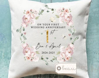 Personalised First Wedding anniversary cushion, First Anniversary, Personalised gift 1 1st Anniversary gift Cushion, 1st Anniversary
