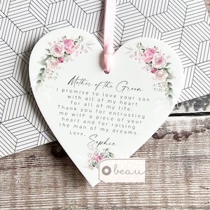 Personalised Mother of Groom Bride Thank you from Bride Groom wedding gift Greenery Acrylic or ceramic Decoration Ornament Wedding Keepsake