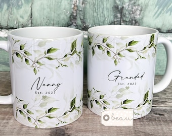 Personalised Grandparents gift Granny Nanny Nanna Grandad Gift Mug Greenery Wreath Ceramic Mug - Tea mug - coffee Mug  Gift mug