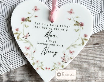 Personalised Mum Mom Mother Gift Sentiment The only thing better than having you Pink Wildflower Heart Floral Acrylic hanging keepsake