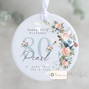 Personalised Birthday ornament - 30th 40th 50th 60th - Birthday Gift for her Mum Friend Sister Auntie Colleague - Personalised Keepsake Gift