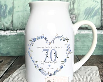 Personalised gift Birthday gift Special Birthday Milestone 21 30 40 50 60 70 Any age gift Floral Ceramic Small Vase Jug Mug Mum Friend Nanny