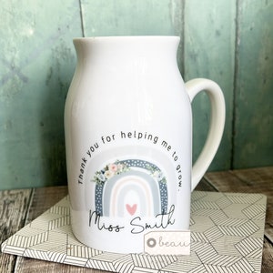 Personalisierte Lehrer Geschenk Lehr Assistent Kindergarten Lehrer Mentor Freund Mama Nanna Oma Floral Regenbogen Keramik Krug Vase Geschenk