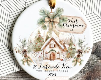 Personalised First Christmas gift at Address in New Home House gift Housewarming gift Ornament Keepsake Family gift Christmas bauble