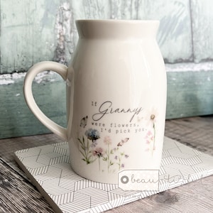 Personalised If were flowers Id wed pick you Mum Nanna Grandma Home Wildflower Lavender Floral Ceramic Small Vase Jug Mug Birthday gift image 3