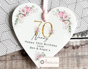 Personalised Birthday gift 16 18 21 30 40 50 60 70 80 90 Gift Gift for Mum Nanny Grandma Heart Ornament Gift for her Friendship Keepsake