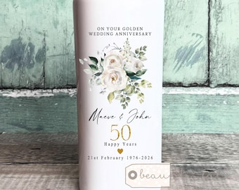 Personalised Golden Anniversary Ceramic Vase gift 1st 25 50 40 50 60 Silver Golden Diamond Wedding Anniversary gift Floral