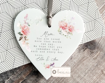 Personalised Thank you gift.. Mum Nanny Nan Grandma Appreciation Gift Floral Heart Acrylic Ornament Relative Decoration Keepsake Gift