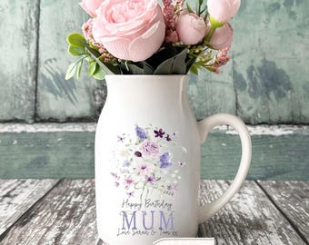 Personalised Birthday gift, Special Birthday, Milestone 21 30 40 50 60 70 Any age gift,  Ceramic Small Vase Jug Mug gift mum sister friend