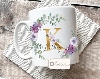 Personalised Will you be my Bridesmaid Purple Lilac floral Mug - Gift mug - Tea mug- Coffee mug proposal Flower girl Maid of Honour