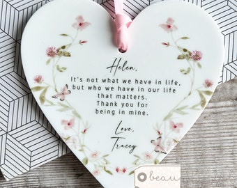 Personalised It’s not what we have in life.. Gift Quote Floral Butterfly Greenery Design Heart Acrylic Ornament Workmate Friendship Keepsake