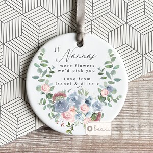 Personalised Mother’s Day gift If Nanny Grandma Mum Mom Mother Nanna Nan were flowers Gift Lilac Ceramic hanging keepsake Mother’s Day