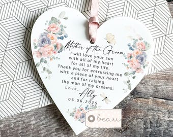 Personalised Mother of Groom Bride Thank you from Bride Groom wedding gift Greenery Ornament Wedding gift Keepsake Favour Mum Mam Mom