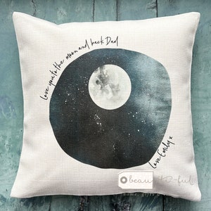 Personalised Father’s Day gift Dad gift Daddy Grandad Grandpa Love you to the moon and back Design Home Linen Style Cushion