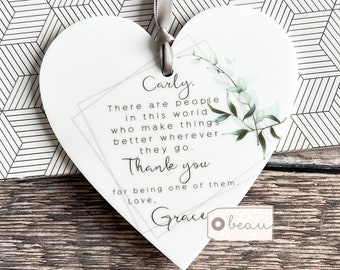 Personalised Thank you gift There are people in this world Gift Quote Modern Greenery Heart Acrylic Ornament Workmate Friendship Keepsake