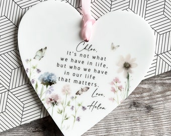 Personalised It’s not what we have in life.. Gift Quote Butterfly Greenery Design Heart Acrylic Ornament Workmate Friendship Keepsake