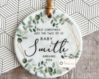 Personalised Last Christmas Just the two of us Pregnancy Pregnant Bump New Baby Boy Girl Ceramic or acrylic Round Ornament Keepsake