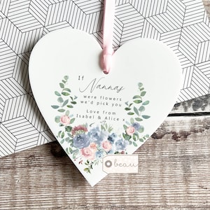 Personalised Mother’s Day gift If Nanny Grandma Mum Mom Mother Nanna Nan were flowers Gift Lilac Acrylic Heart hanging keepsake Mother’s Day