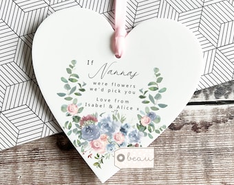 Personalised Mother’s Day gift If Nanny Grandma Mum Mom Mother Nanna Nan were flowers Gift Lilac Acrylic Heart hanging keepsake Mother’s Day