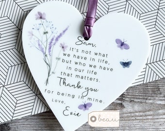 Personalised Thank you gift It’s not what we have in life Gift Butterfly Greenery Heart Acrylic Ornament Workmate Friendship Keepsake