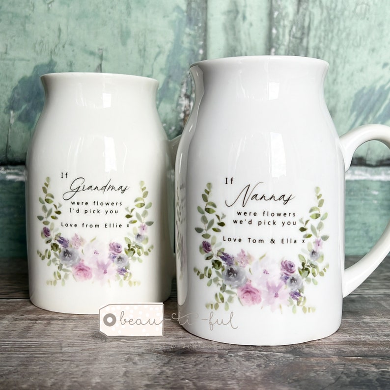 Personalised If were flowers Id wed pick you Mum Nanna Grandma Home Sunflowers Floral Ceramic Small Vase Jug Mug Birthday gift image 6