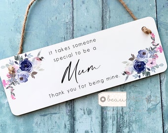 Personalised Mum Mom Mother Grandma Nanny Gift Sentiment It takes someone one special to be a …  Navy Pink Quote Hanging Plaque Sign