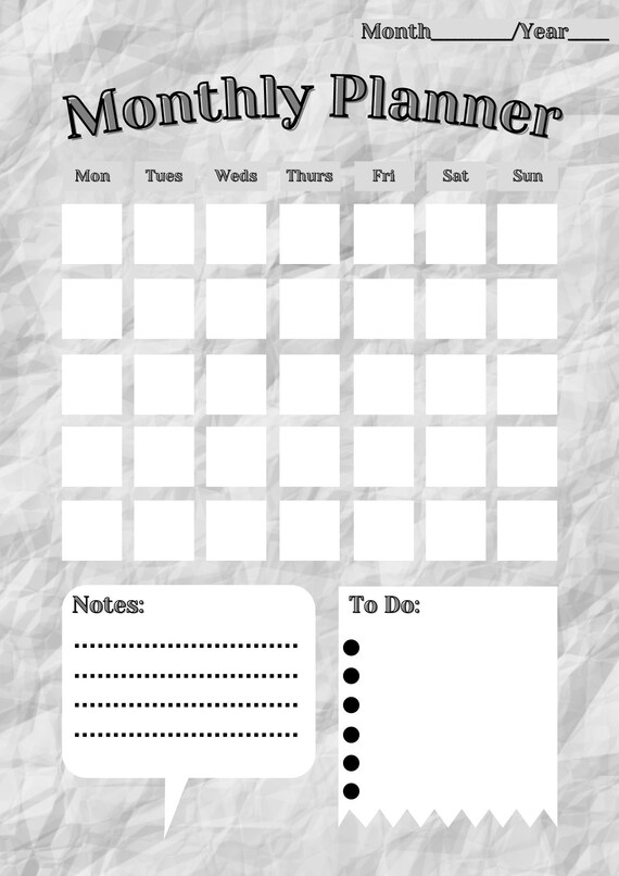 Monthly Planner A4 Printable | Etsy
