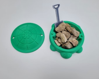 Mini Turtle Sandbox | Small Pet Food Dish | Zen Garden | Desk Toy | Desk Storage | Turtle Desk Pet | Desk Turtle | Pet Water Bowl