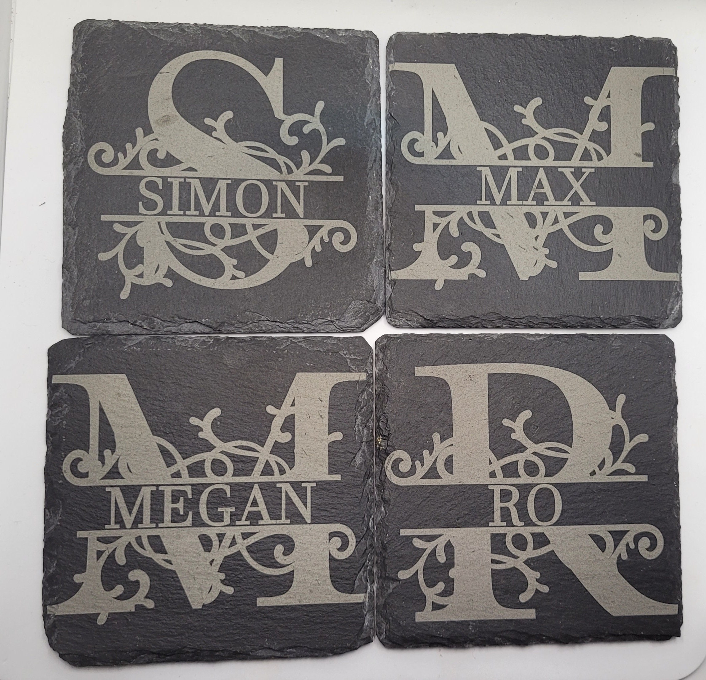 Monogram Slate Coaster | Personalised Slate Coaster | Personalised ...