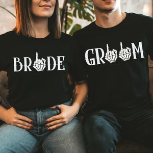 Gothic Wedding Shirts,Matching Couples Wedding Tees,Skeleton Bride Shirt,Just Married Shirts,Halloween Wedding,Spooky Bride,Newlyweds Gift