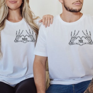 Gothic Wedding Shirts,Halloween Wedding,Mr Mrs Shirts,Skeleton Wedding,Goth Bride,Halloween Bride,Just Married Shirts,Newlyweds Shirts