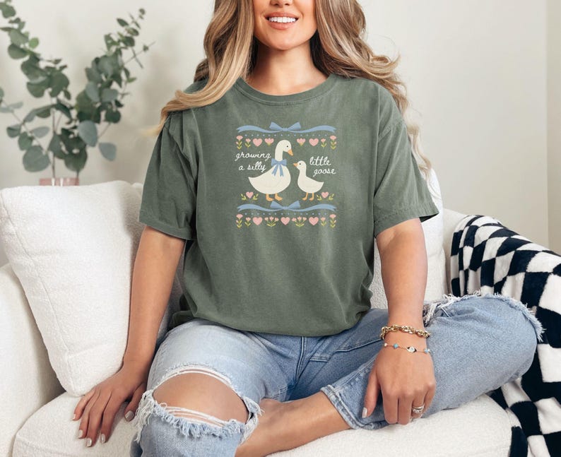 Silly Goose Pregnancy Shirt,Pregnancy Announcement to Husband, First Time Mom Gift,Comfort Colors Pregnancy Shirt,Expecting Mom Gift Moss