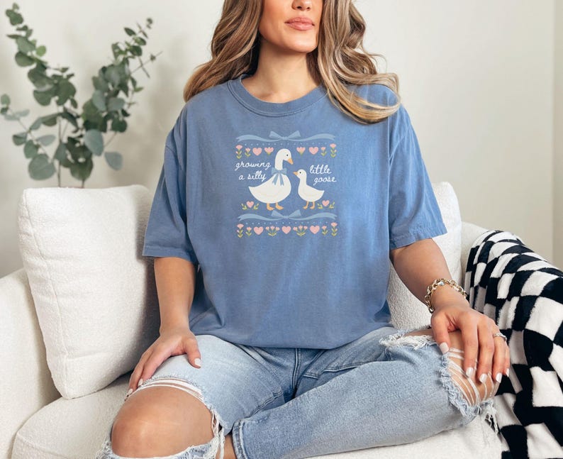 Silly Goose Pregnancy Shirt,Pregnancy Announcement to Husband, First Time Mom Gift,Comfort Colors Pregnancy Shirt,Expecting Mom Gift Blue Jean