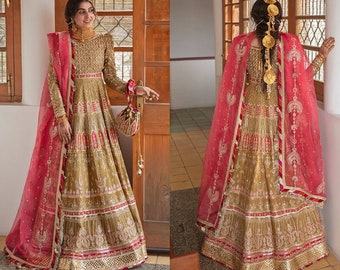 Apple Green Maxi Frock Pakistani Indian Wedding Party Dresses Bridesmaid Outfit Desi Clothes Punjabi Suit Unstitched, Custom Stitched